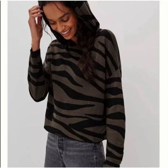 Anthropologie Kasia Knit Hooded Zebra Print Sweater size XS - Picture 1 of 9